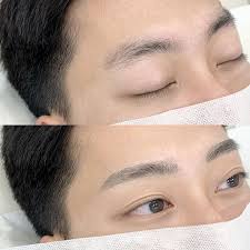 남자 얼굴 인상 바뀌는 시술 눈썹문신 전후 비교 사진 - 반영구 눈썹 시술 전과 후 깔끔한 인상 변화